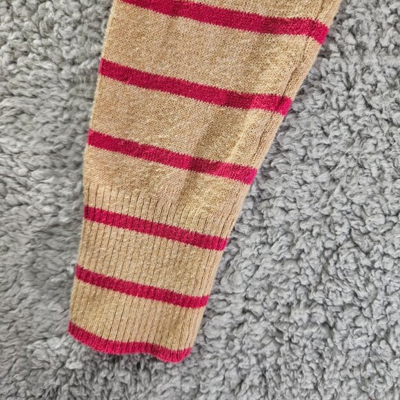Gap Women's V-Neck Striped Beige & Pink Long Sleeve Sweater XS Soft and Comfy - Picture 4 of 16